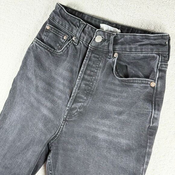 Free People We The Free Multi Button Up High Waist Straight Dark Charcoal Jeans - Picture 2 of 16